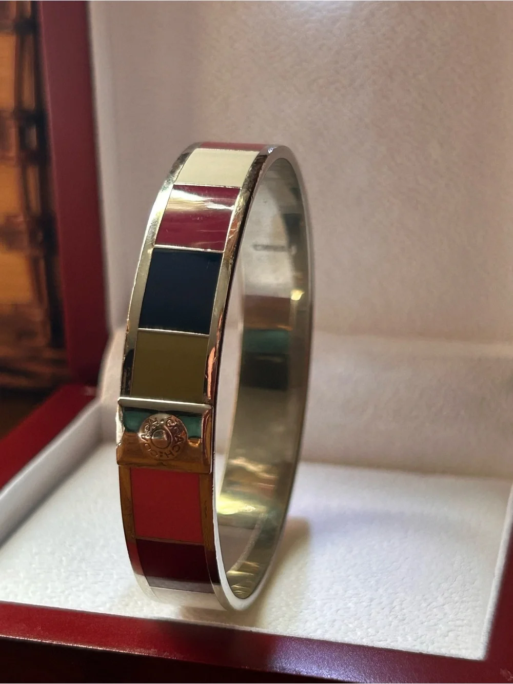 COACH 65th ANNIVERSARY Signature Striped Enamel Bangle Bracelet -EUC- - Picture 2 of 16
